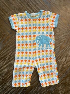 Vintage Carters Baby Romper‎ Sz 6m Elephant Button Up